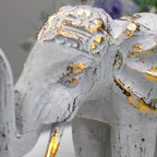 White Gold Wood Carved Elephant