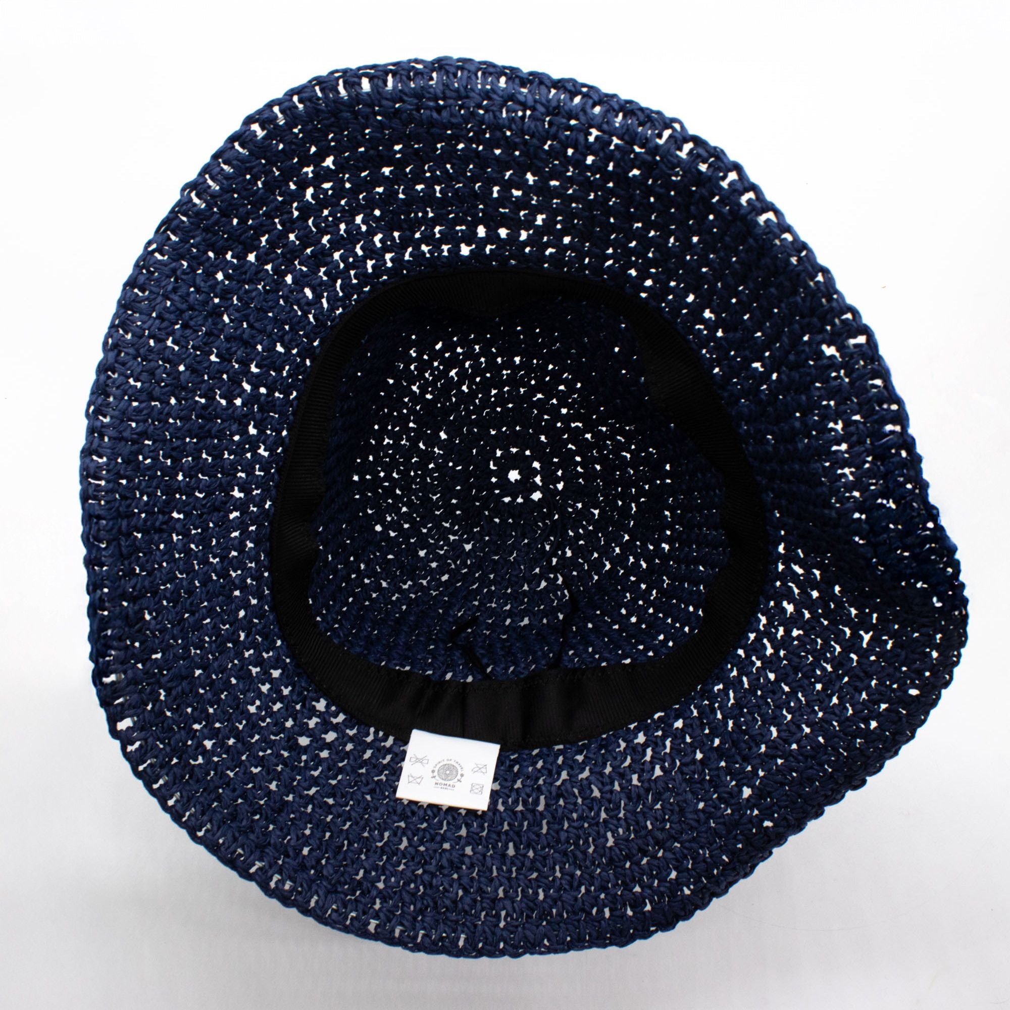 Navy Blue Nomad Sari Floppy Straw Sun Hat