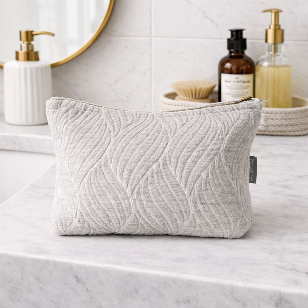 Moonlit Weave Jacquard Toiletry Bag | Handmade Indian Cotton