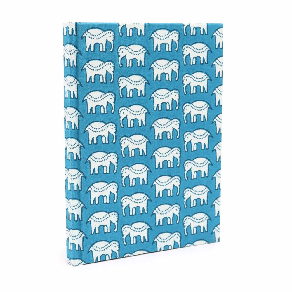 Teal Elephants Cotton Bound Notebooks