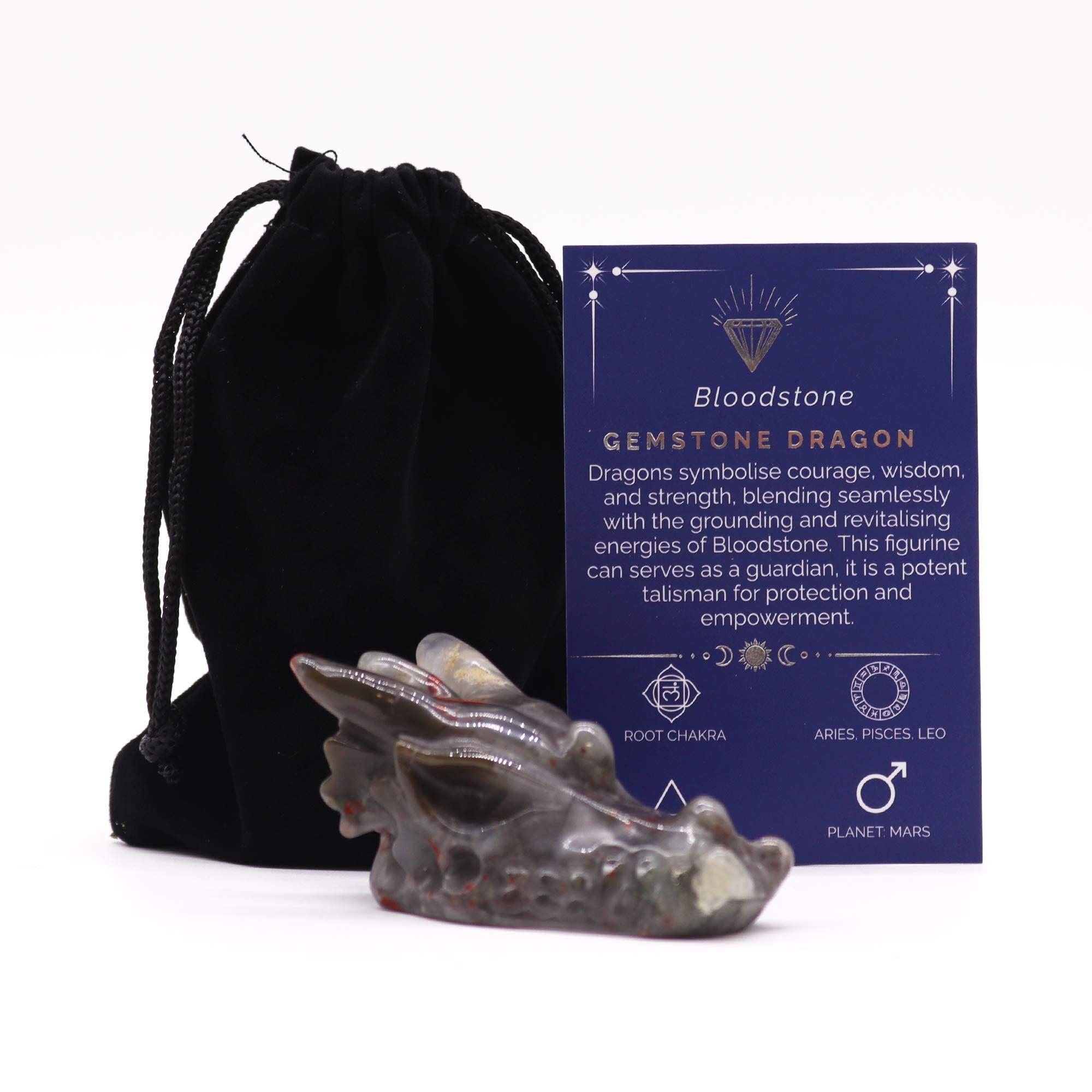 Bloodstone Gemstone Large Dragon Head