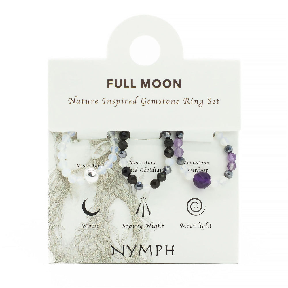 Full Moon Nymph Spirit Gemstone Ring Set