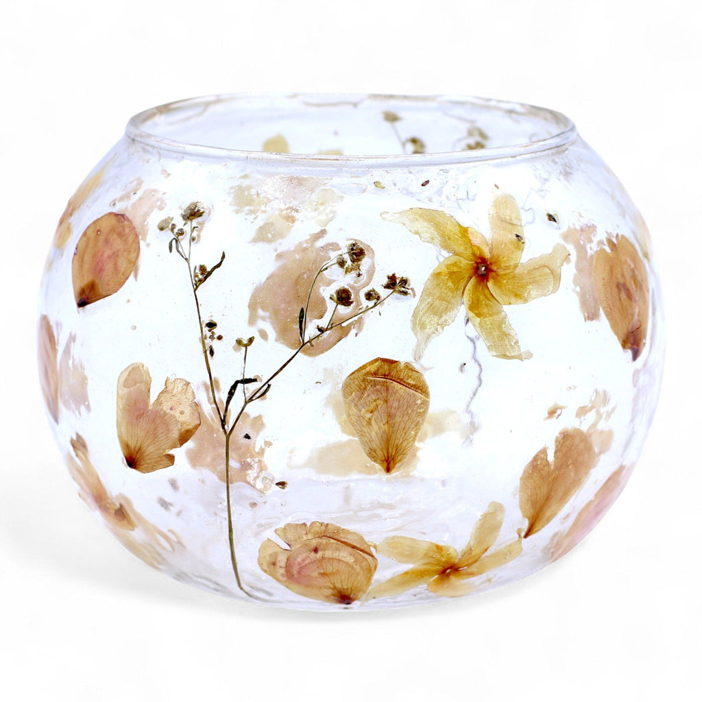 Rosa  Natural Floral Glass Large Bowl Candle Holder