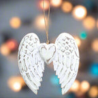 Hand Crafted Double Angel Wing & Heart - 24cm