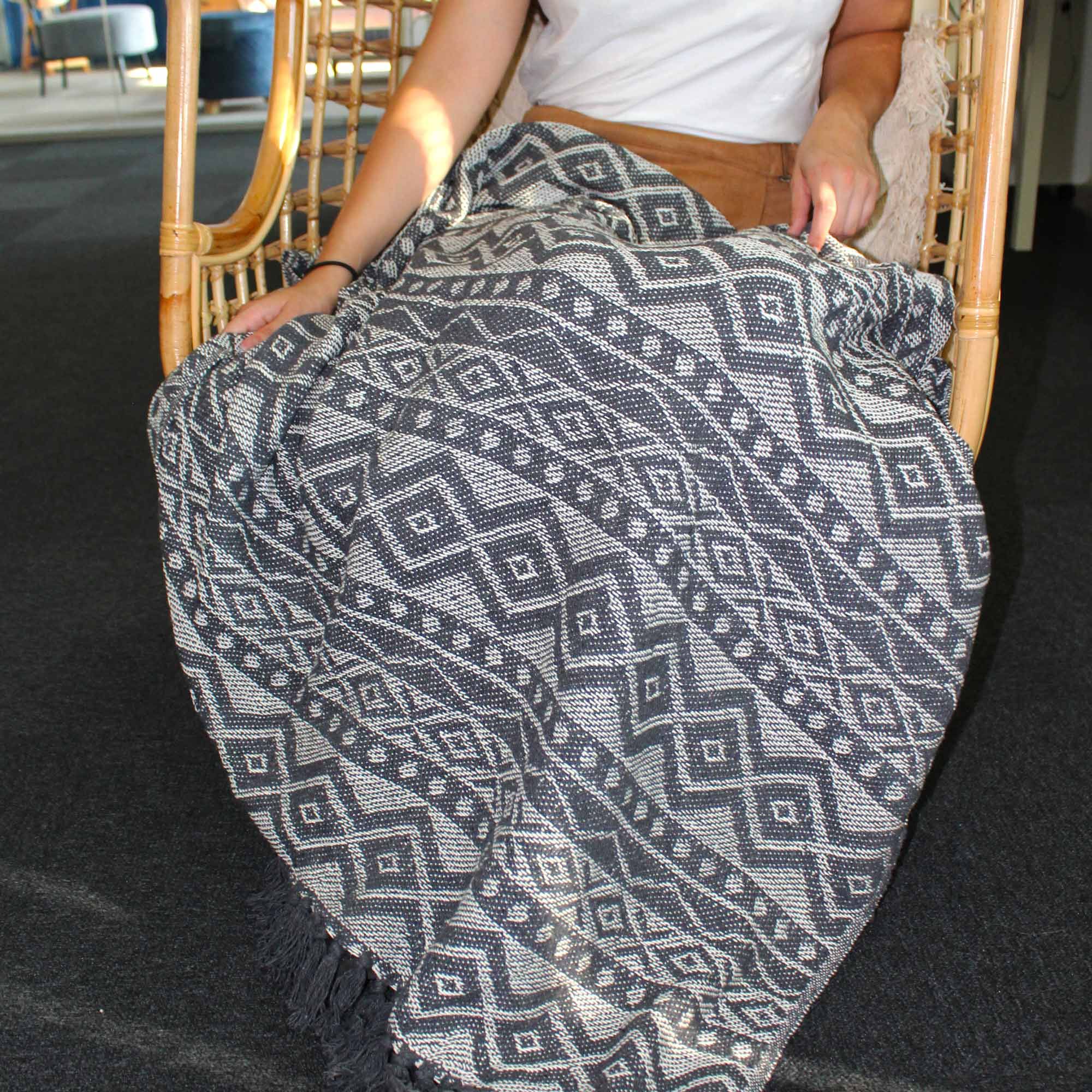 Grey Geometric Boho Comfort Throws