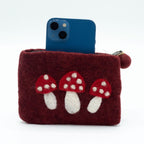 Wild Mushrooms Natural Felt Zipper Pouch (asst)