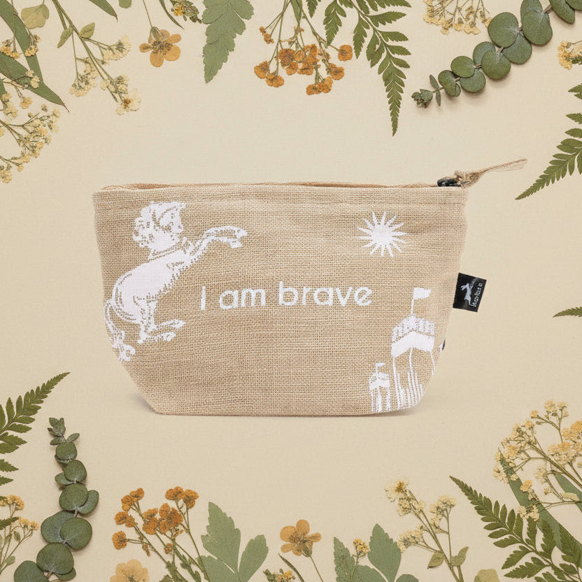 Hop Hare 'I Am Brave' Affirmation Jute Pouch