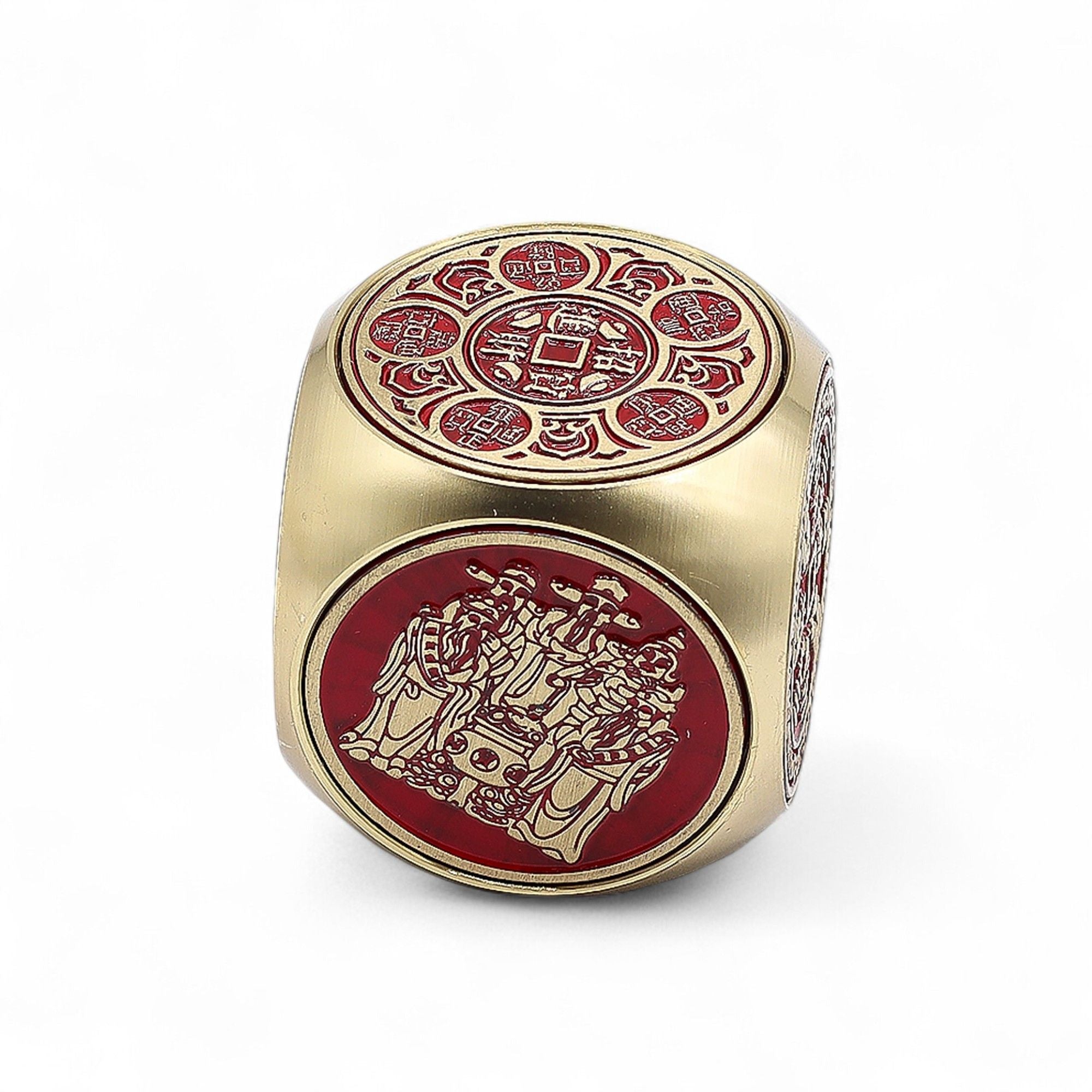 Red & Brass Feng Shui Fortune Prosperity Cube Flat
