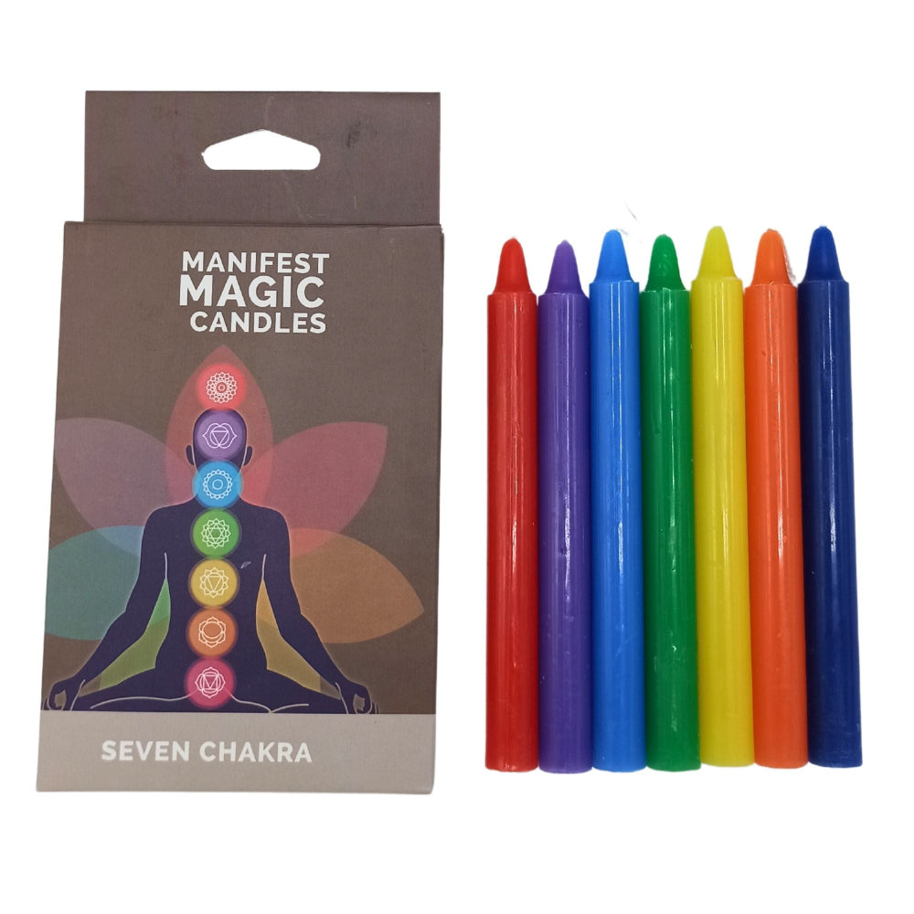 Seven Chakra Manifest Magic Candles – Pack of 7 | Full Chakra Alignment Set
