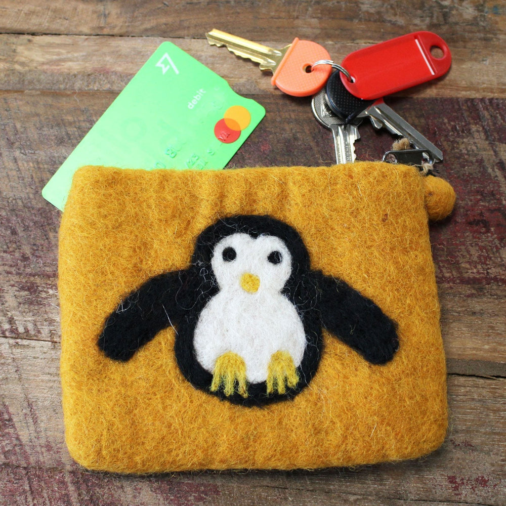 Cute Penguin Natural Felt Zipper Pouch (asst)