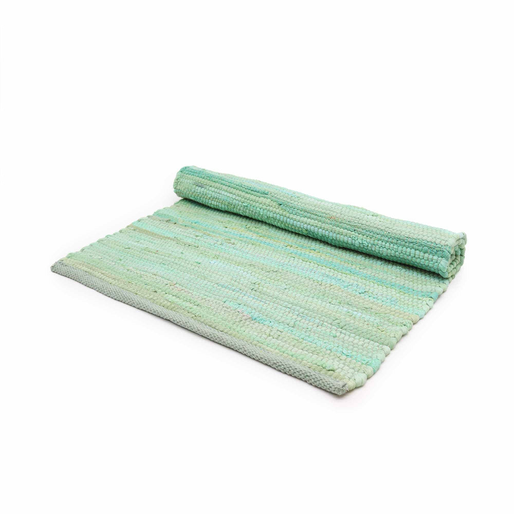 Aqua Indian Handloom Cotton Rug Small