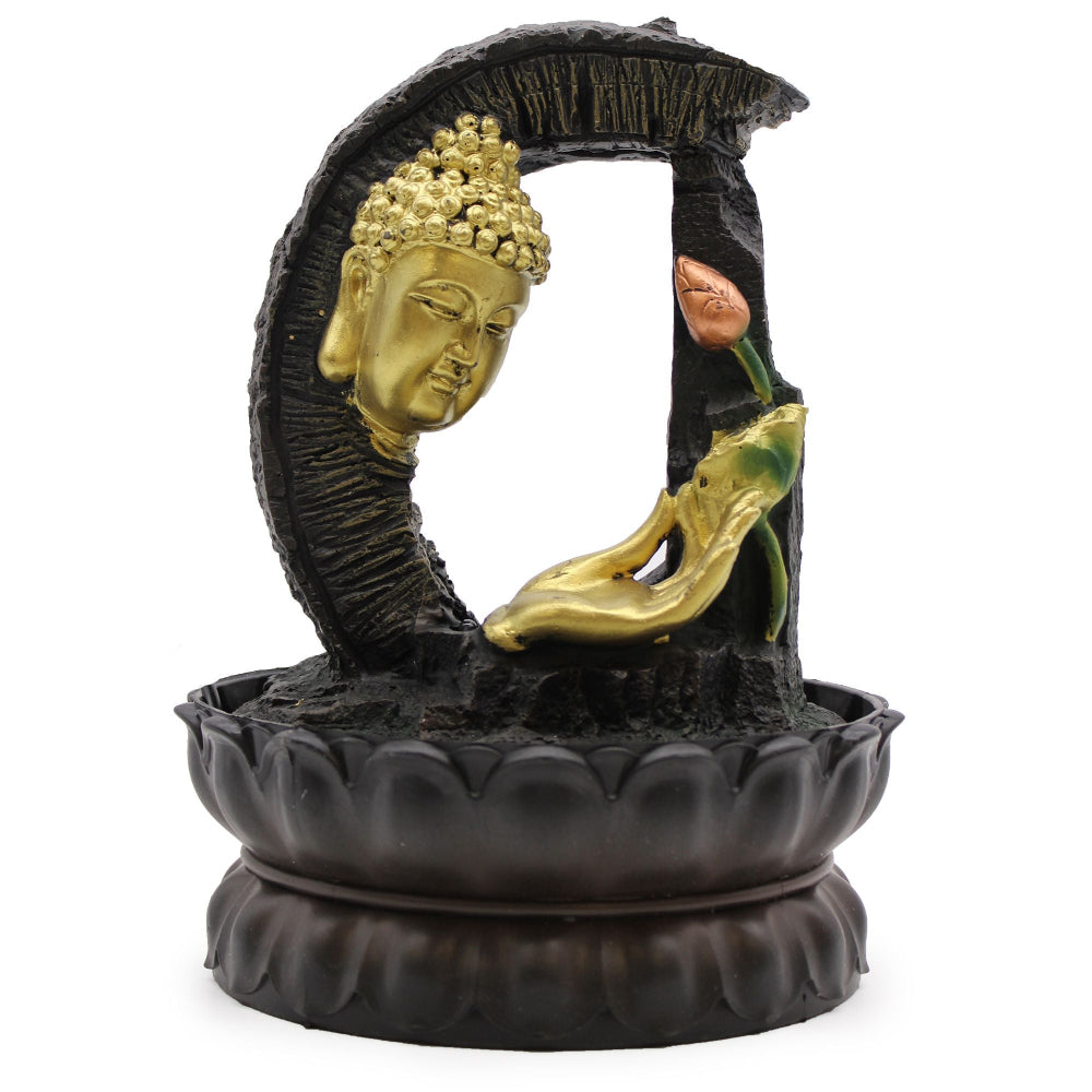 Golden Buddha & Lotus Tabletop Water Feature