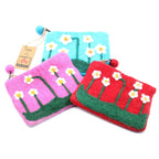 Flower Garden Natural Felt Zipper Pouch (asst)