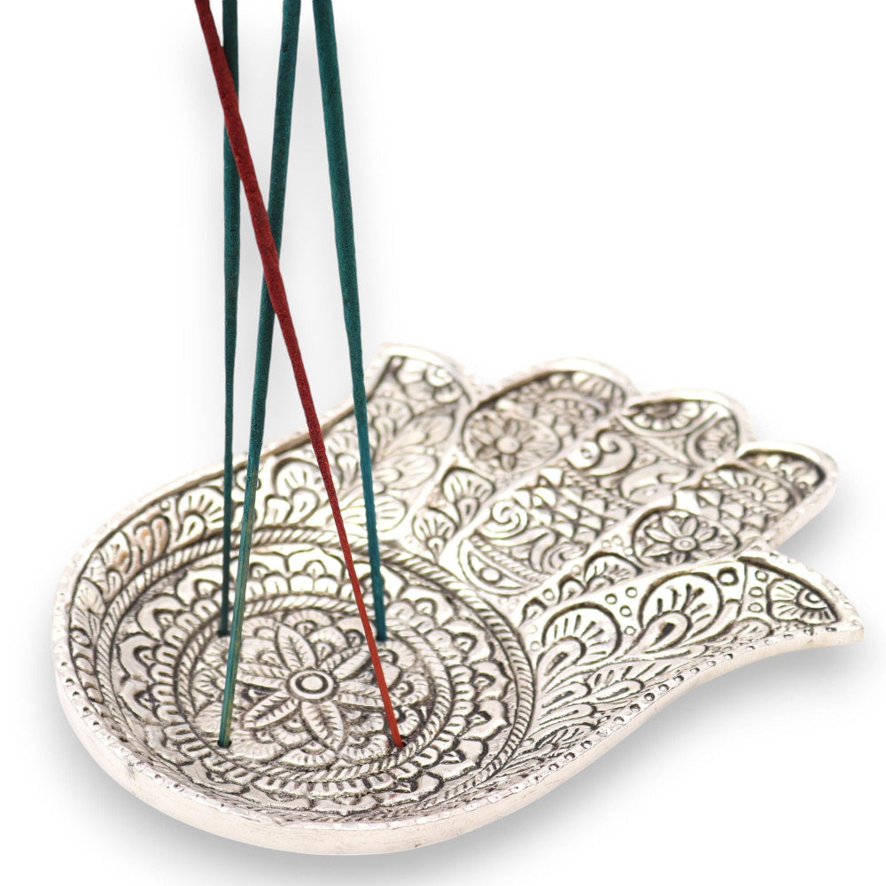 Polished Aluminium Hamsa  Incense Holder