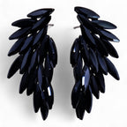 Angel Wing Jet Black Vintage Glass Earrings