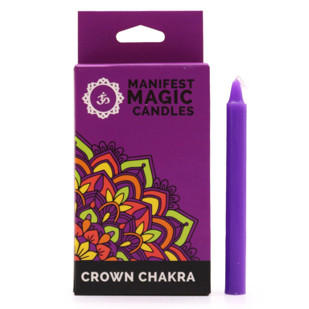 Violet Crown Chakra Manifest Magic Candles – Pack of 12 | Divine Connection & Spiritual Awakening