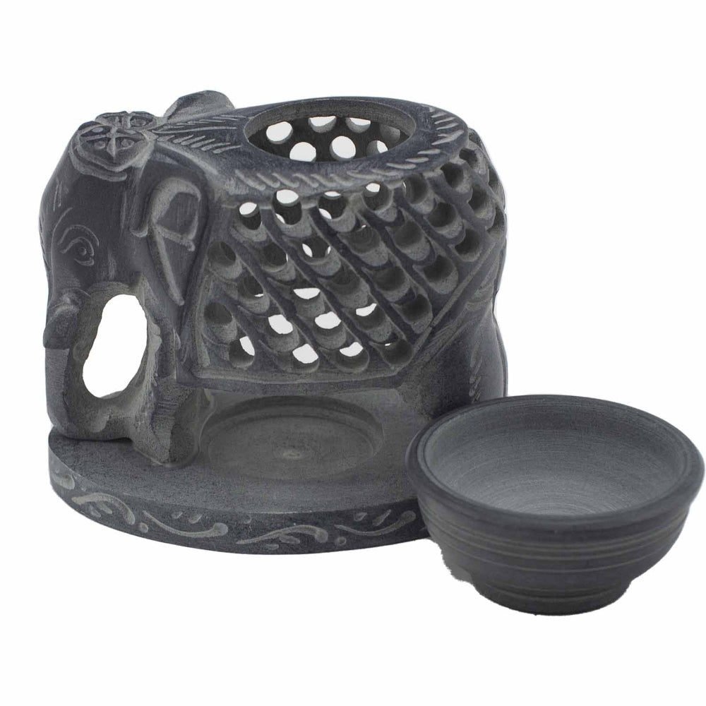 Standing Elephant Soapstone Oil Burner