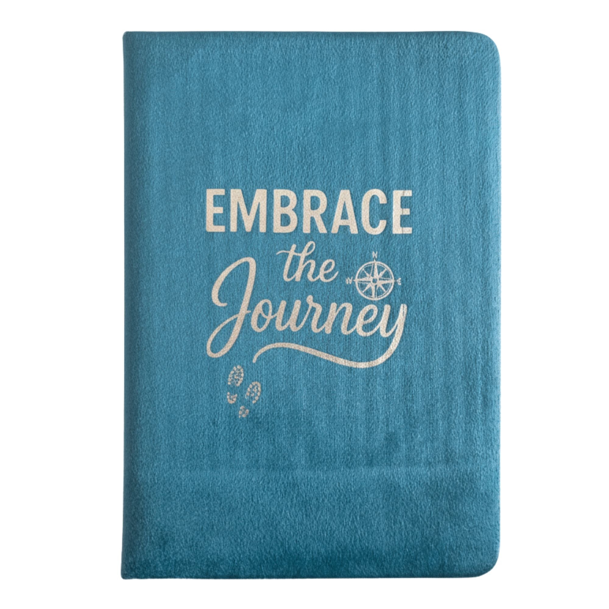 Embrace The Journey Light Blue Velvet Notebook