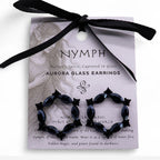 Loop Jet Black  Vintage Glass  Earrings