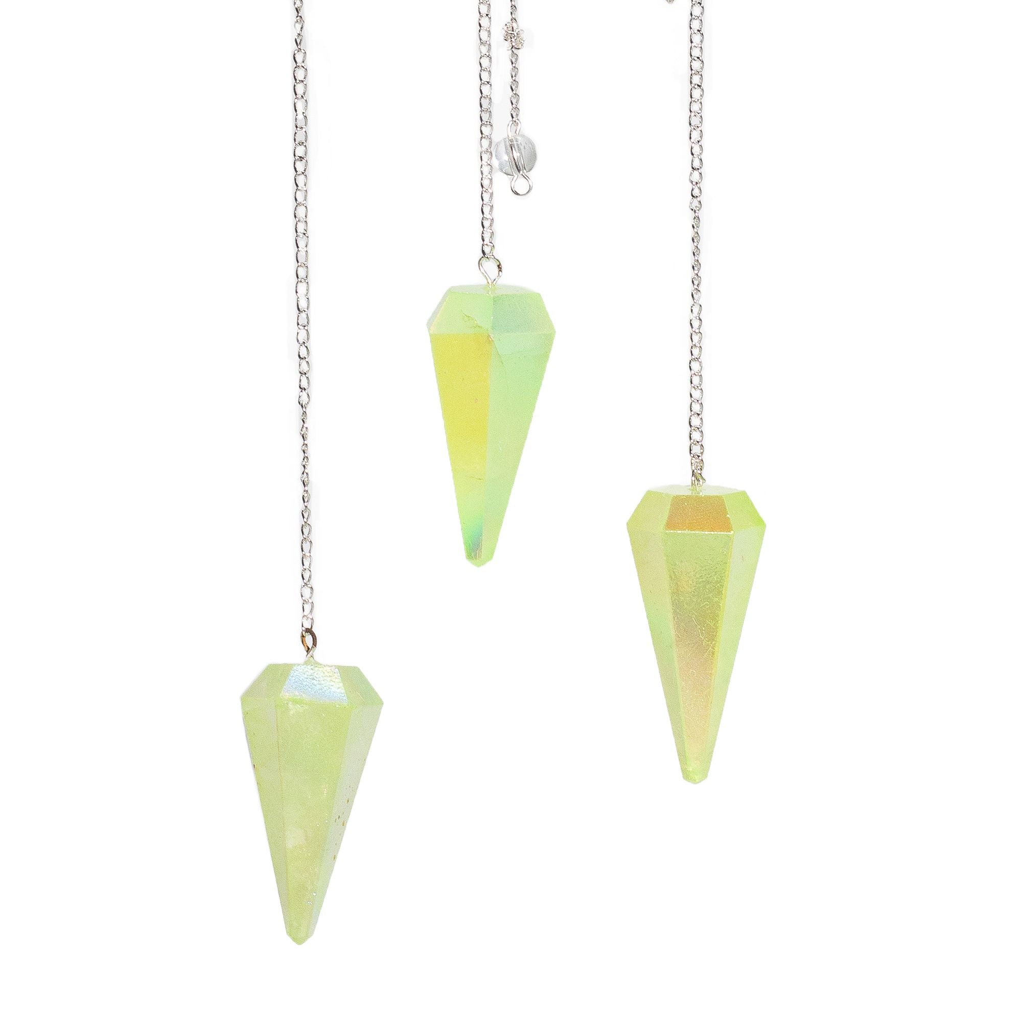 Aurora Crystal Pale Green Six Sided Pendulum4cm