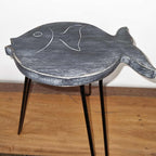 Greywash Albasia Wood Fish Stand