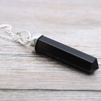 Black Agate Gemstone Classic Point Pendant