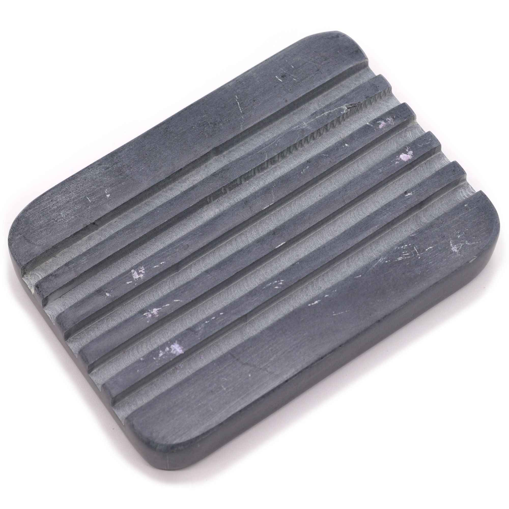 Heavy Ridges Grey Soapstone Soap Dish