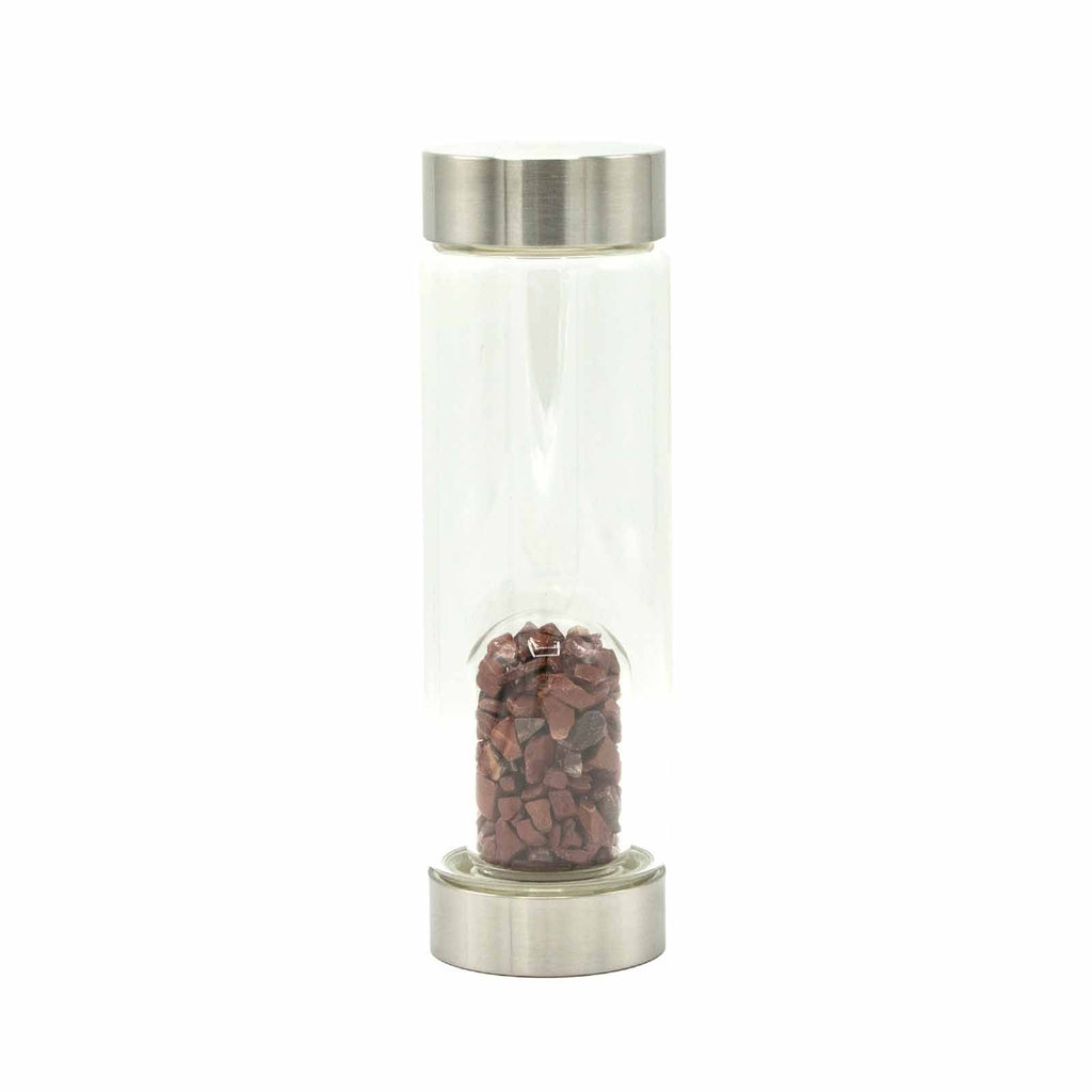 Red Jasper Crystal Water Bottle | Chip Stones | Invigorating & Grounding