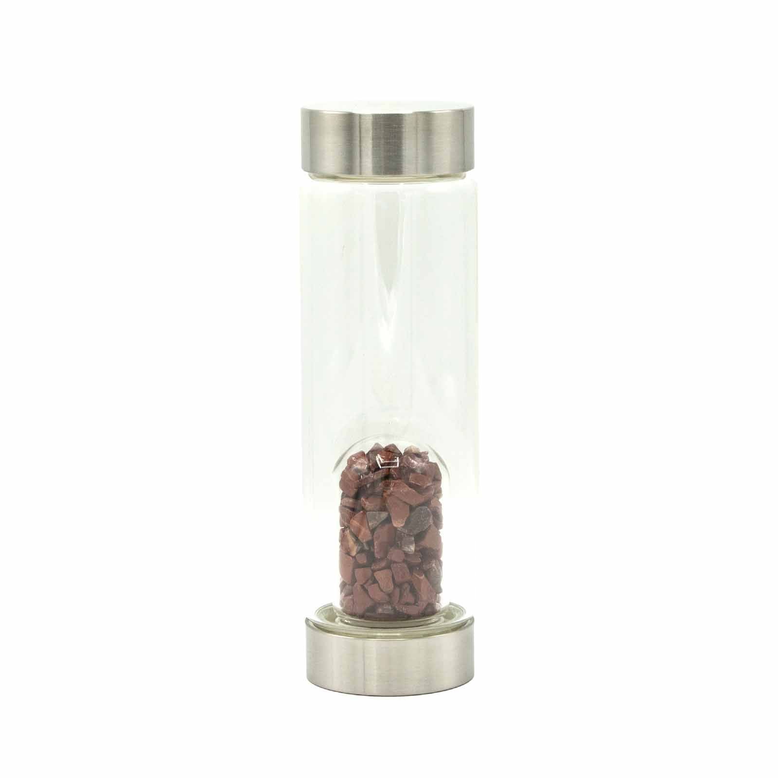 Red Jasper Crystal Water Bottle | Chip Stones | Invigorating & Grounding