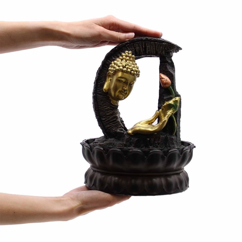 Golden Buddha & Lotus Tabletop Water Feature
