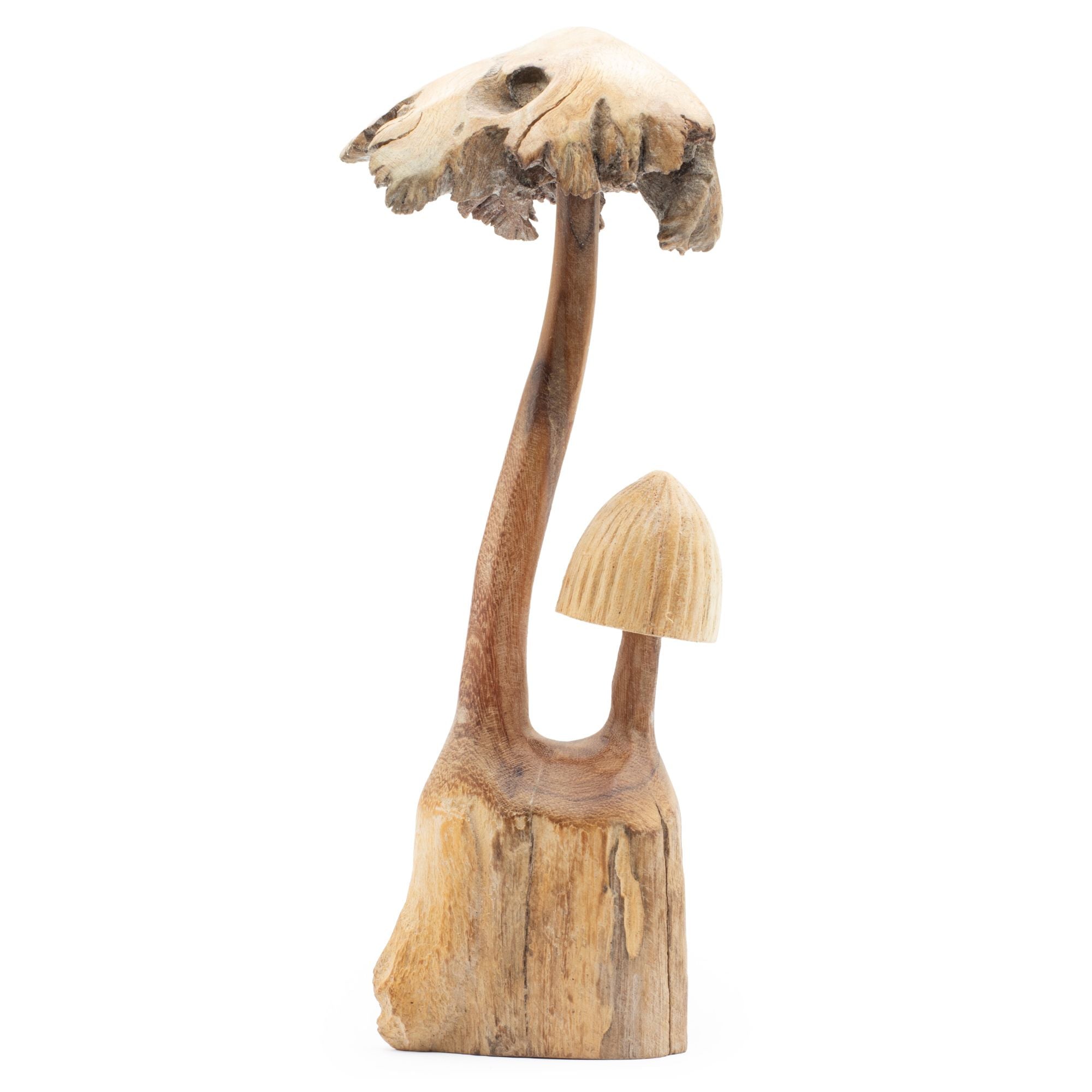 Handmade Parasite Wood Carving — Twin Mushrooms