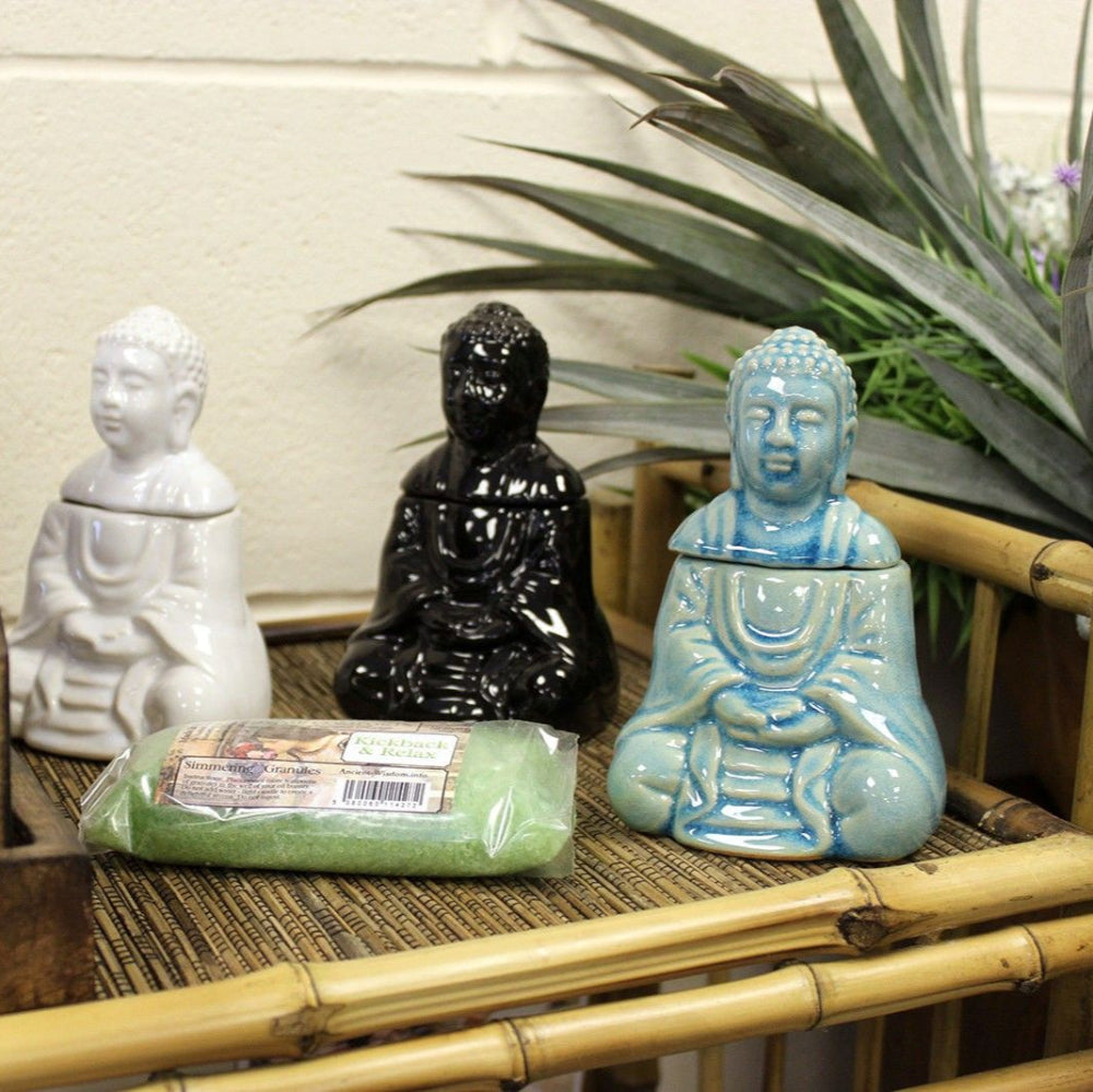 Black Sitting Buddha Oil Burner