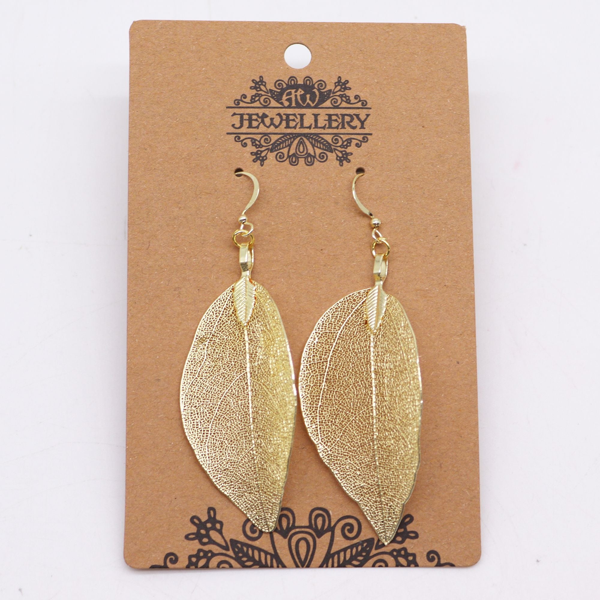 Bravery Leaf Earrings – Real Leaf Electroplated Gold