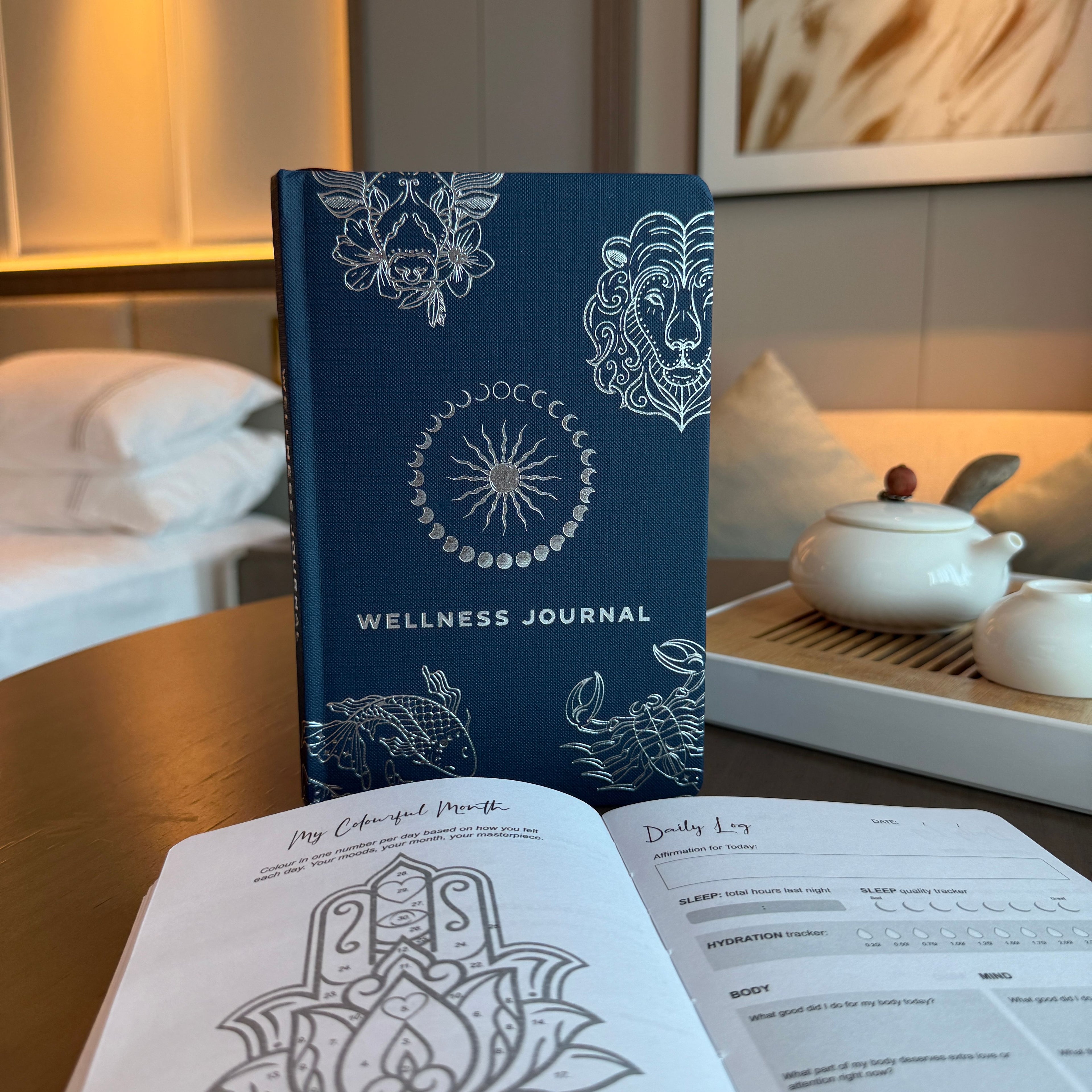 Silver Zodiac Midnight Blue Wellness Journal