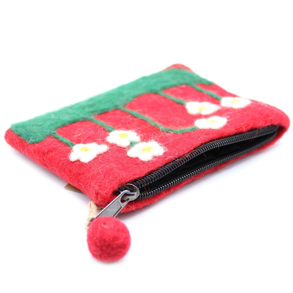 Flower Garden Natural Felt Zipper Pouch (asst)