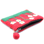 Flower Garden Natural Felt Zipper Pouch (asst)