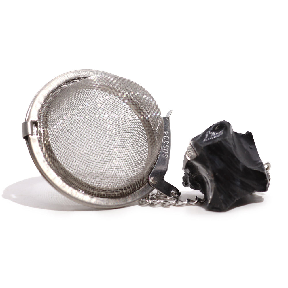 Black Obsidian Raw Crystal Gemstone Tea Strainer