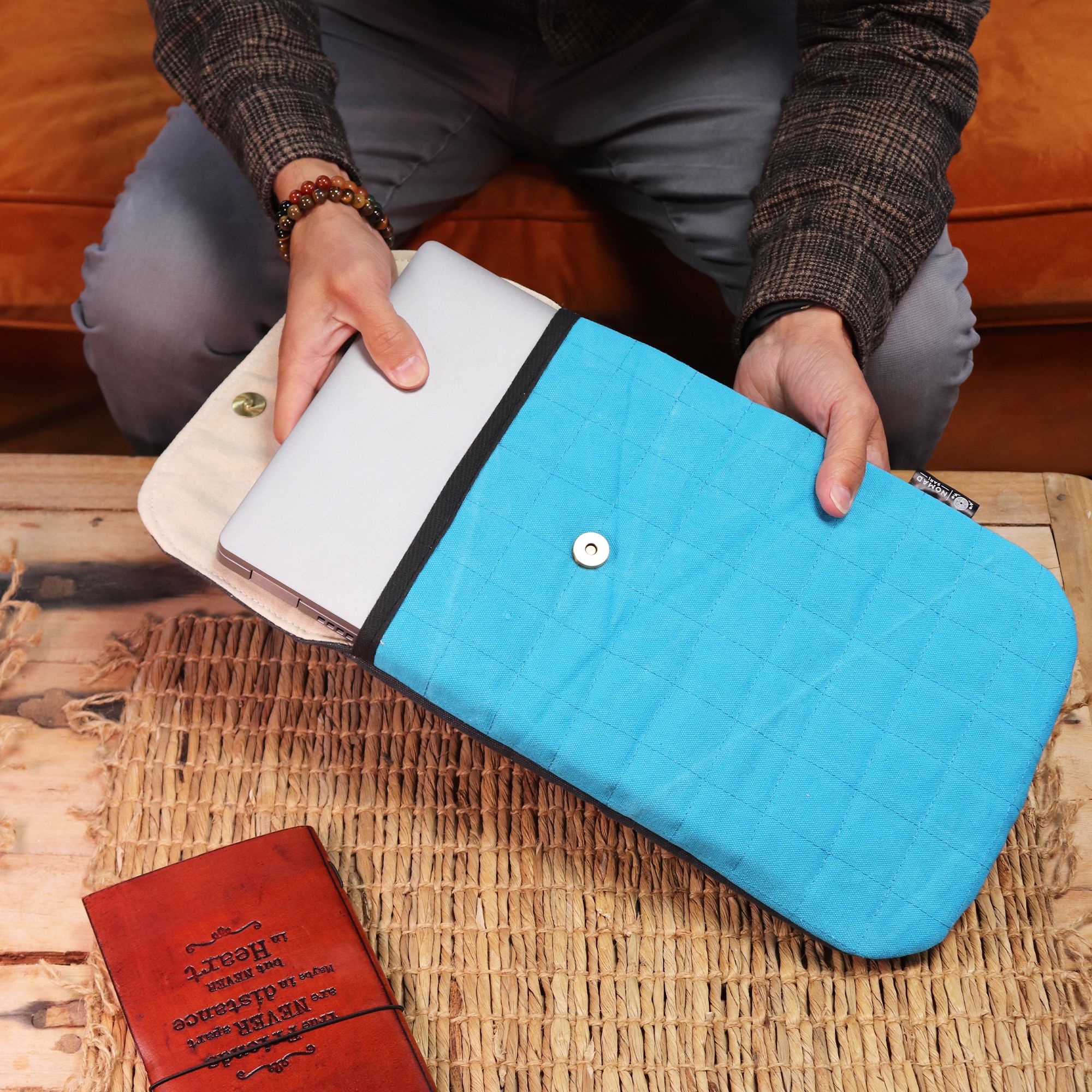 Terrific Turquoise  Stonewash Laptop Padded Pouch