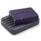 Heavy Ridges Grey Soapstone Soap Dish