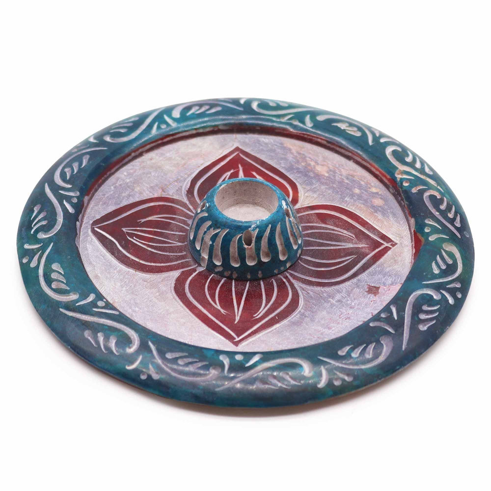 Four Petal Soapstone Disc Incense Holder (cone & incense holder)