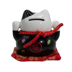 Black Money Cat on Cushion Ceramic Money Bank
