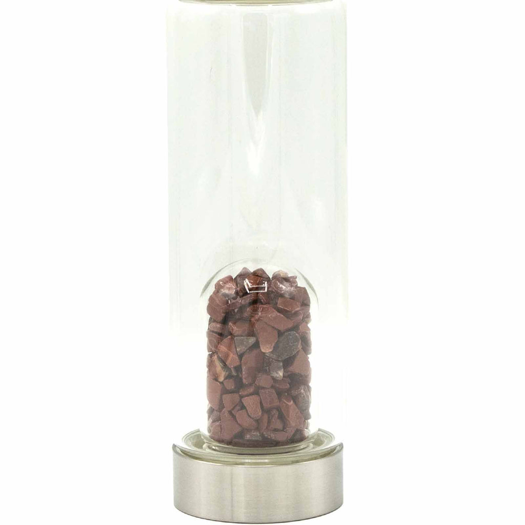 Red Jasper Crystal Water Bottle | Chip Stones | Invigorating & Grounding