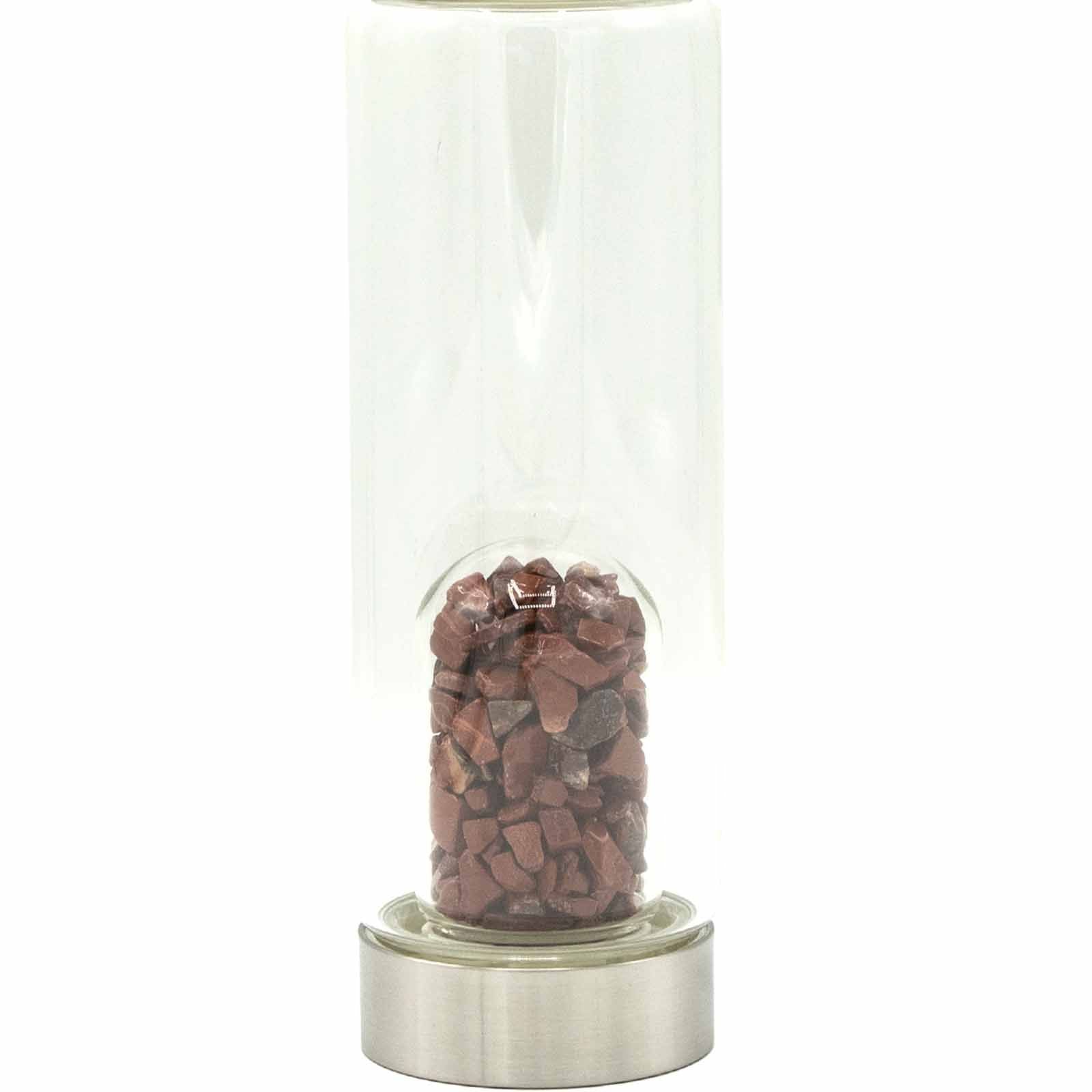 Red Jasper Crystal Water Bottle | Chip Stones | Invigorating & Grounding