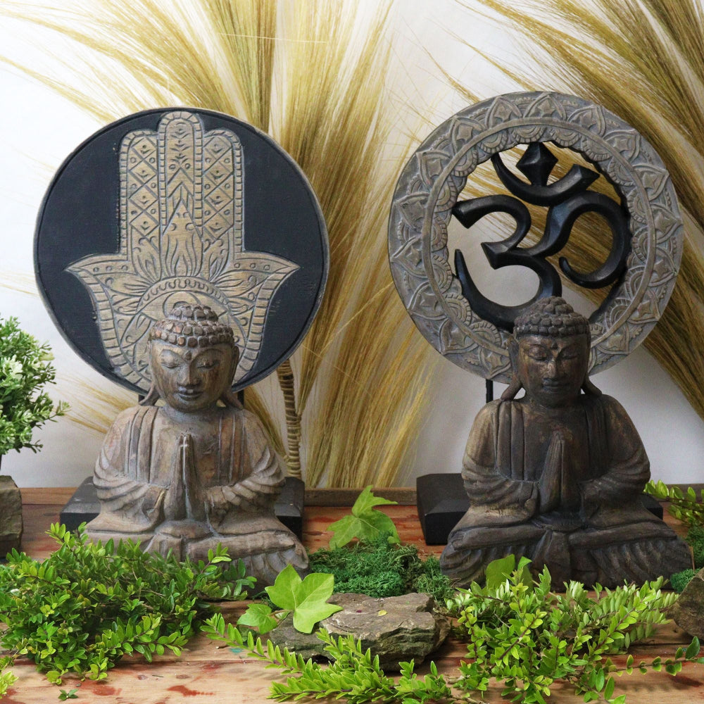 Om Grey & Black Buddha Feng Shui Set