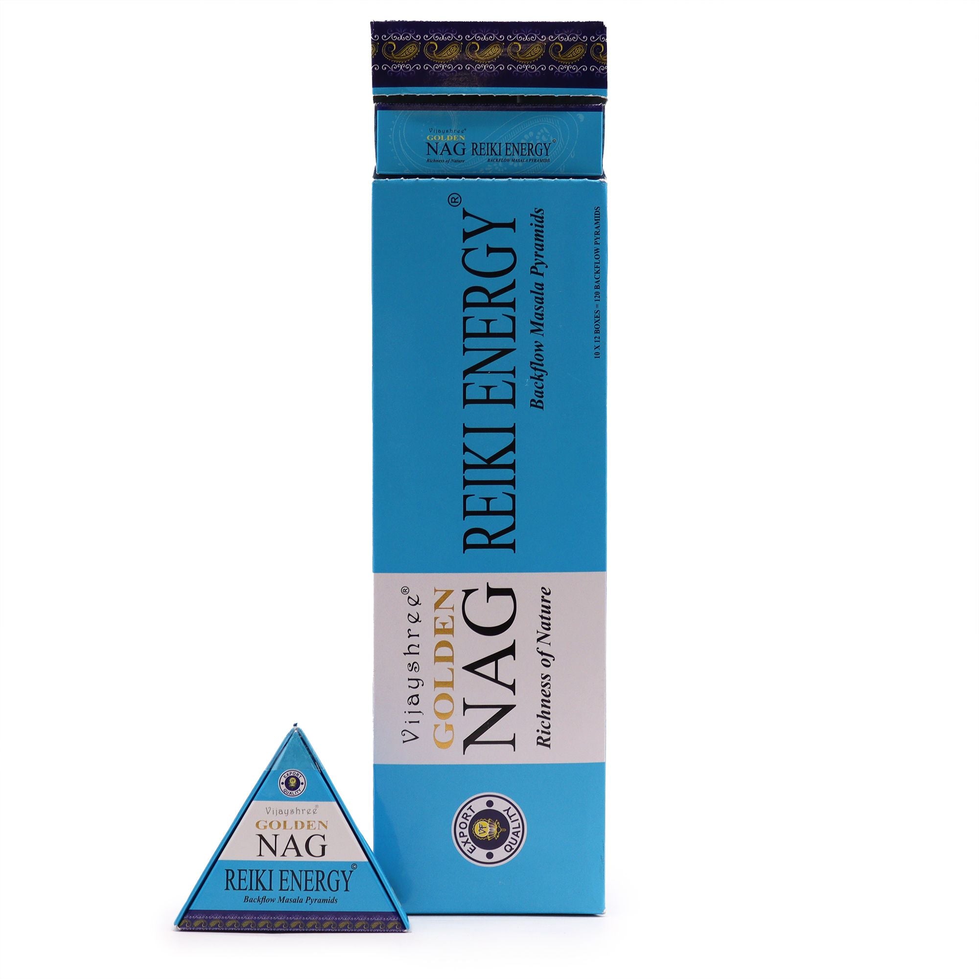 Reiki Energy Backflow Incense Cones 42g Jumbo Golden Nag