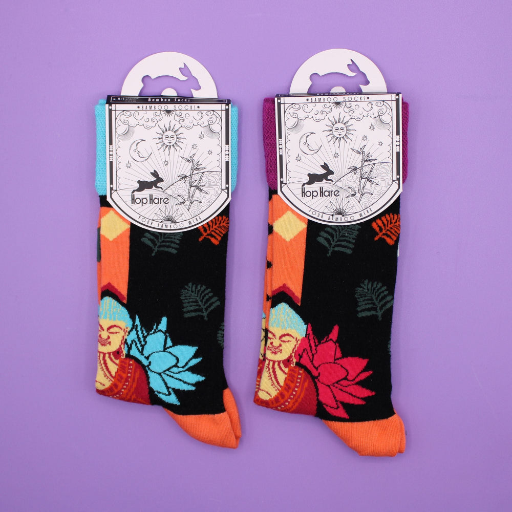 Blue Buddha & Lotus  Hop Hare Bamboo Socks S/M