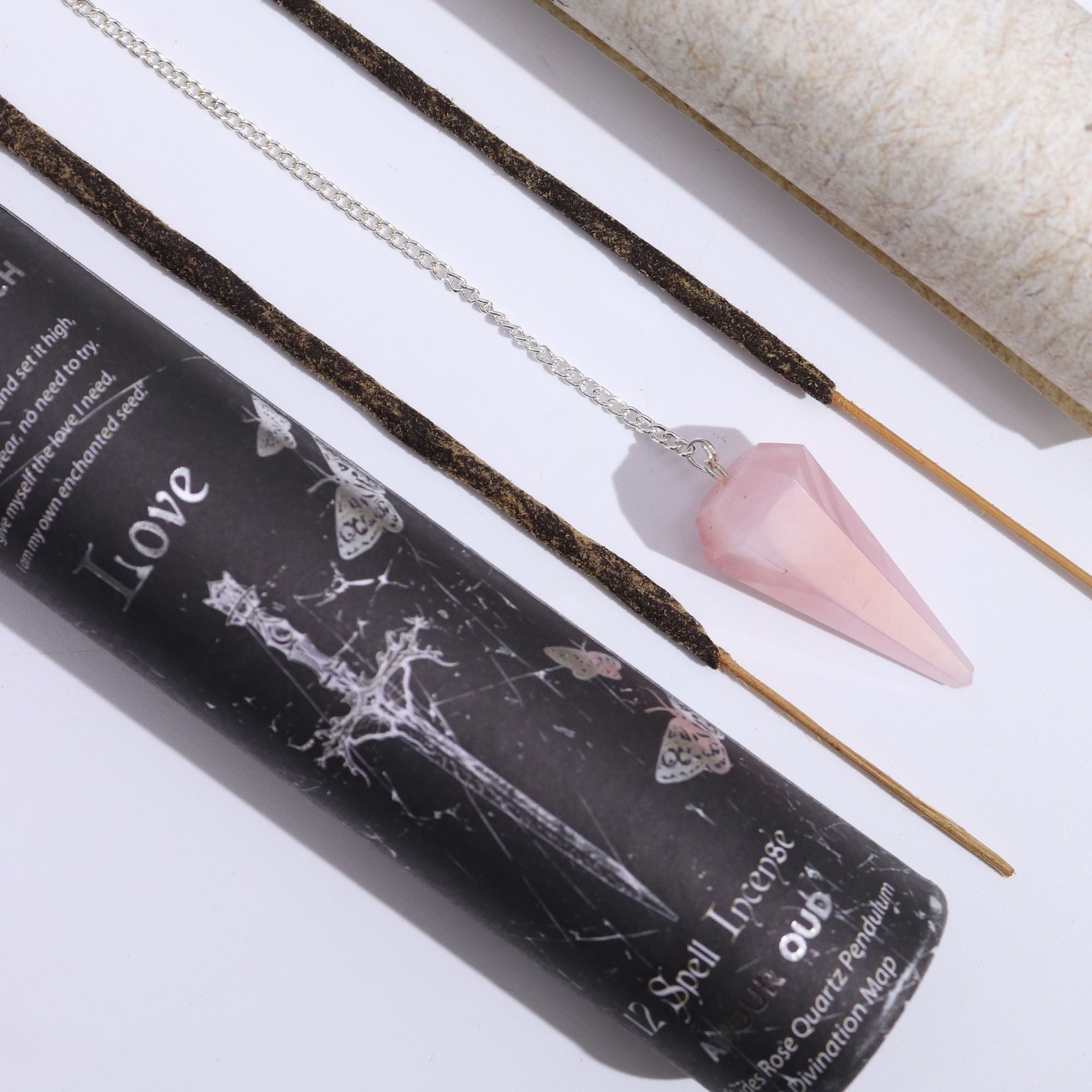 Love Rose Quartz Pendulum Ancient Witch Spell Incense