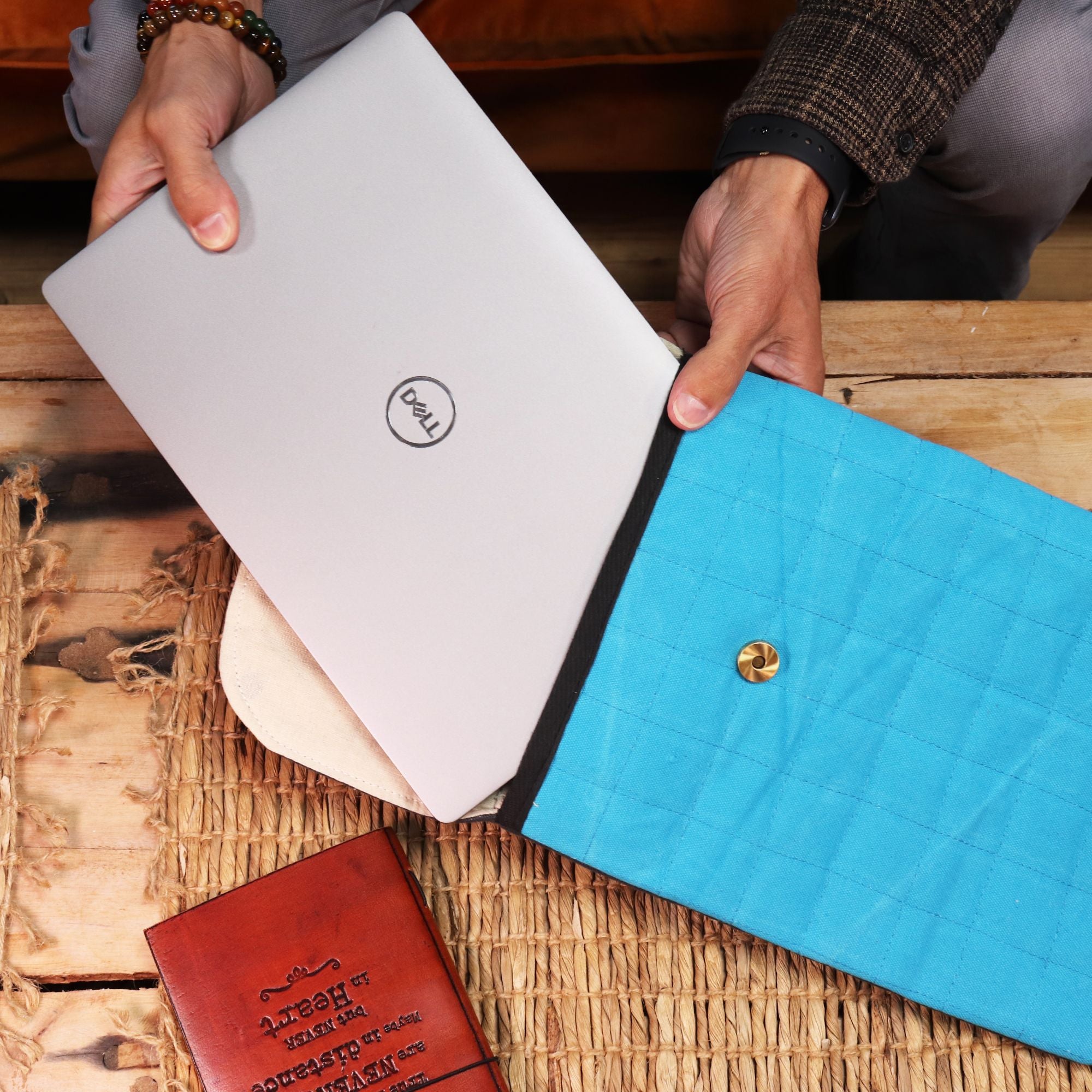 Terrific Turquoise  Stonewash Laptop Padded Pouch
