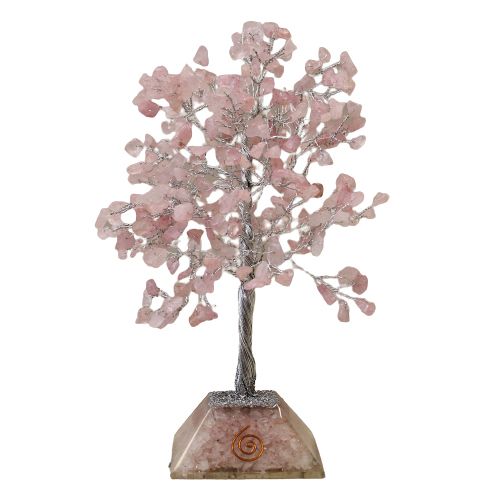 Rose Quartz Gemstone Tree with Orgonite Base - 320 Stone