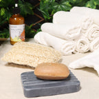 Heavy Ridges Grey Soapstone Soap Dish